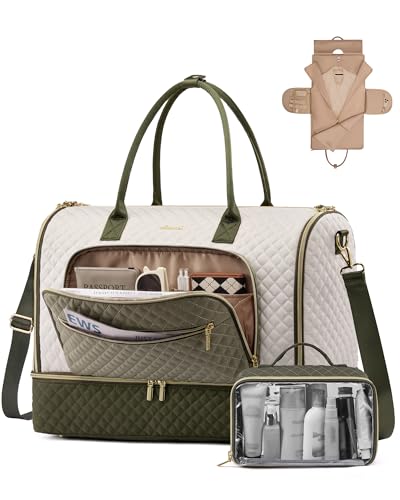 LOVEVOOK Convertible Travel Duffle Bag for Women Men, Garment Bag for Travel, Quilted Overnight Weekender Carry On Duffel Bags for Airplane, Suit Bags for Trip, Business