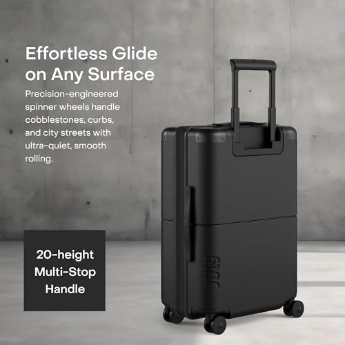 July Carry On Max Expandable - 21.5" Airline Approved Carry On Luggage with Travel Tote, Rolling Suitcase for Men & Women - TSA Lock Spinner Suitcase, Silent Wheels, Expansion Zip - Charcoal