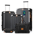 Joyway 5 Piece Luggage Set - Expandable 25%, Anti - Slip Wheels, Cup Holder, TSA Locks, Handbag Included - Ideal for Men & Women's Travel, Black
