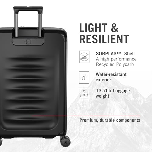 Victorinox Spectra 3.0 Expandable Medium Case - Modern Hardside Luggage - Rolling Suitcase with Spinner Wheels - Holds Travel Accessories - 81 Liters, Black