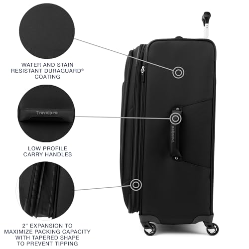 Travelpro Maxlite 5 Softside Expandable Luggage with 4 Spinner Wheels, Lightweight Suitcase, Men and Women, Black, Checked-Large 29-Inch