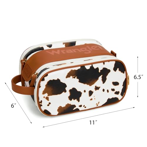 Montana West X Wrangler Large Makeup Bag Travel Toiletry Bag Portable Cosmetic Bag Make Up Organizer with Divider and Handle for Women