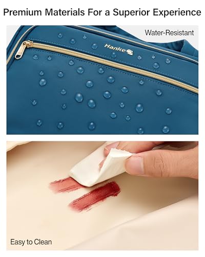 Hanke Hanging Travel Toiletry Bag for Women, Water-Resistant Makeup Organizer with Hook, Cosmetic Bag for Bathroom & Travel Essentials Accessories, Navy Blue