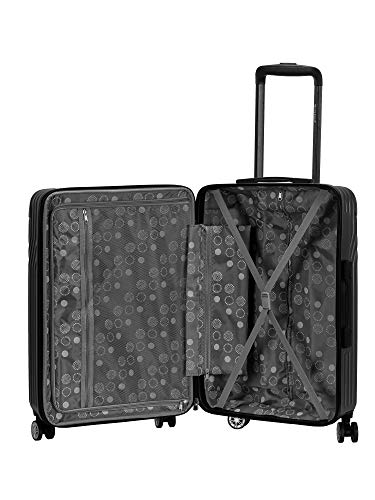 Rockland Pista Hardside 3 Piece Abs Non-Expandable Luggage Set, (20"/24"/28"), Black