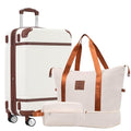 Merax Luggage Set,24 IN Hardside Suitcase with Duffel Bags,3 Piece Expandable Luggage with Spinner Wheels, Vintage Luggage with TSA Lock Lightweight,(White)