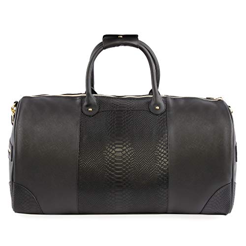 BEBE Ellisa Weekend Travel Bag For Women Weekender Bag, Black Croc