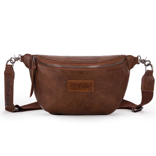 Wrangler Large Fanny Packs for Women Waist Bag Travel Belt Bags Crossbody Sling Purse WG82-194DBR
