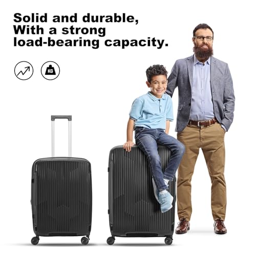 Nazhura Luggage Set, 3-Piece Hardside Suitcase Set, 20-inch Carry On, 24-inch, 28-inch Luggage (Dark Grey)