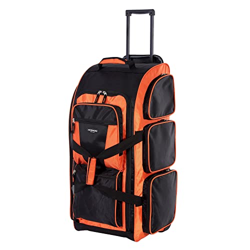 Travelers Club Xpedition 30 Inch Multi-Pocket Upright Rolling Duffel Bag, Bright Orange, 30'' Suitcase (85130-820)