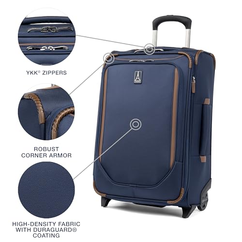 Travelpro Crew Classic Lightweight Softside Expandable Carry on Luggage, 2 Wheel Upright Rollaboard Suitcase, Men and Women, Carry On 22-Inch, Patriot Blue