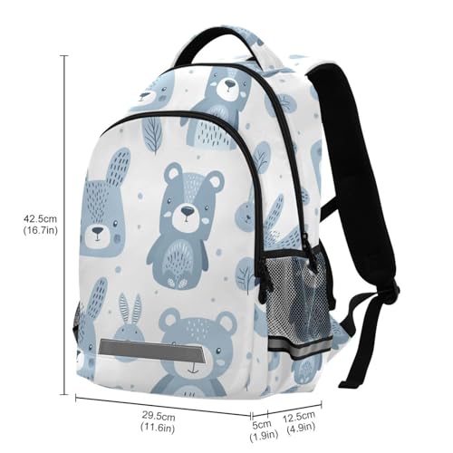 KLL Bear and Rabbit Pastel Blue fun kids backpack with large bookbags for middle school para bebes varon