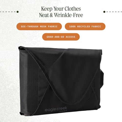 Eagle Creek Pack-It Reveal Garment Folder - Travel Garment Bag with Compression Wings to Maximize Luggage Space - Convenient Top Handle - Quick Drying Material - Black - Large