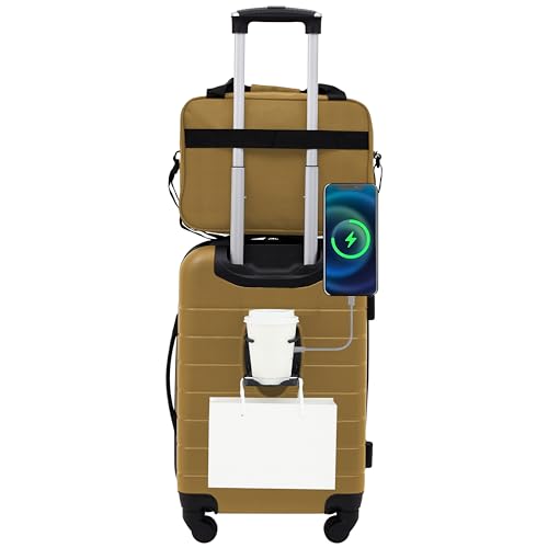 Wrangler Smart Spinner Hardside Luggage, 2 Piece Set, Wood Thrush