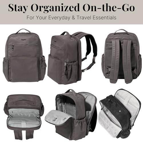Baggallini Tribeca Expandable Laptop Backpack - 15"x11" Lightweight RFID Computer Bag for Work & Travel with Luggage Sleeve