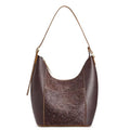 S-ZONE Leather Shoulder Bag for Women Hobo Bag Top Handle Handbag Satchel Purse Rose Pattern