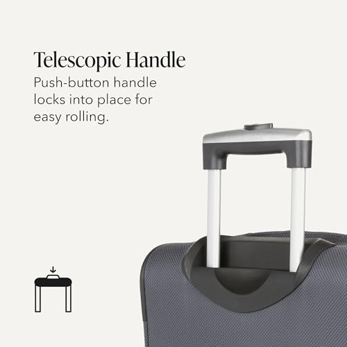 SWISSGEAR Sion Softside Expandable Spinner Luggage Durable Lightweight Travel Suitcase, Dark Grey, 2-Piece Set (Carry-On/Medium)