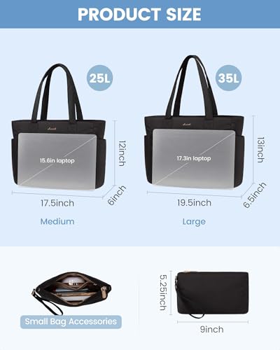 LOVEVOOK Tote Travel Bag for Women, Puffer Work Handbag with Zipper for Teacher Nurse, Quilted Laptop Shoulder Bag Cute for School Gym, Black