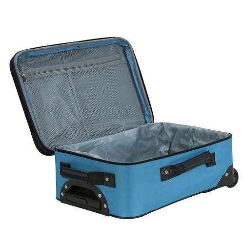 Rockland Fashion Softside Upright Luggage Set, Expandable, Wheel, Telescopic Handle,Turquoise, 2-Piece (14/19)