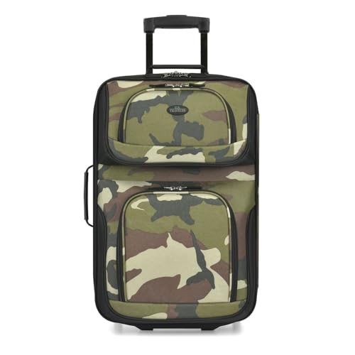 U.S. Traveler Rio Lightweight Softside Rolling Carry-on Suitcase, 2-Wheel Single, Camouflauge
