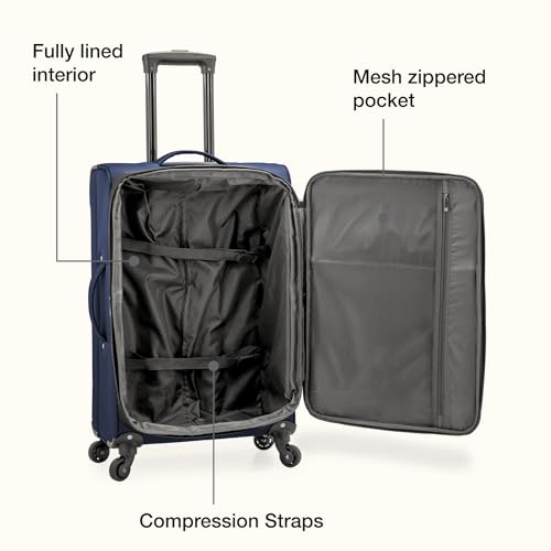 U.S. Traveler Anzio Softside Expandable Luggage with Spinner Wheels, Navy, 30-Inch Large