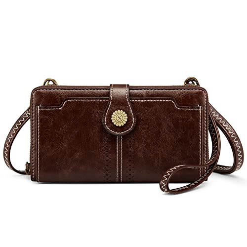 S-ZONE Vegan Leather Crossbody Bags for Women Small Cell Phone Purse RFID Blocking Clutch Purses with 2 Straps