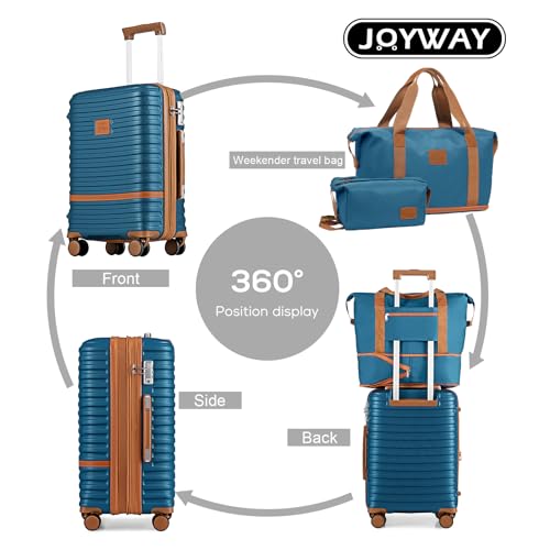 Joyway Luggage Set 7 Piece Suitcase Sets with Spinner Wheel,Hardside Expandable Travel Laggage with TSA Lock(18/20/24/28 Blue)