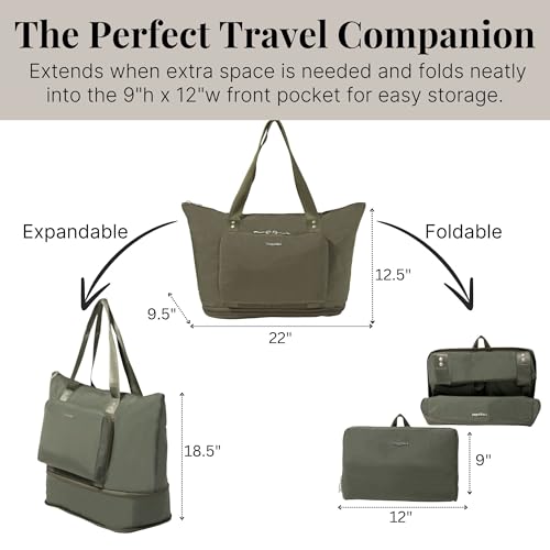 Carryall Expandable Lightweight Travel Tote 22" Packable Folding Compact Nylon Washable Weekender w/Luggage Sleeve