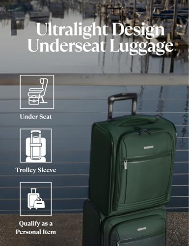 Ricardo Avalon 28L Under the Seat Carry On Luggage Sustainable Travel Bag, Compact Suitcase with Wheels, Travel Essentials for Short Trips, Fits Under Seat, 16-inch (Juniper Green, Small)
