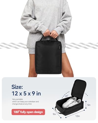 Gloppie Shoe Bags for Travel - Portable Shoes Storage Bag, Shoe Pouch, Shoe Packing Cubes for Men Women - Black