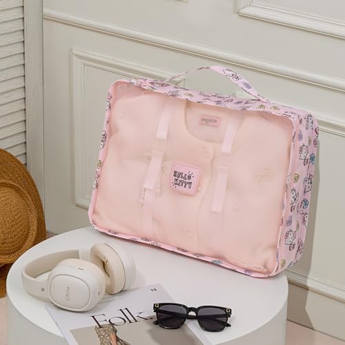 AmBealla 6 Set Travel Organizer,Packing Cubes for Travel Luggage Organizer Bags,Waterproof Pink Twill,Cute Packing Organizers for Business/Vacation,Women's Clothes Storage