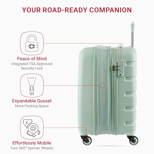 SwissGear 7366 Signature Hardside Expandable Luggage with Spinner Wheels, TSA Lock, Cup-Holder, Clearly Aqua, Carry-On 19-Inch