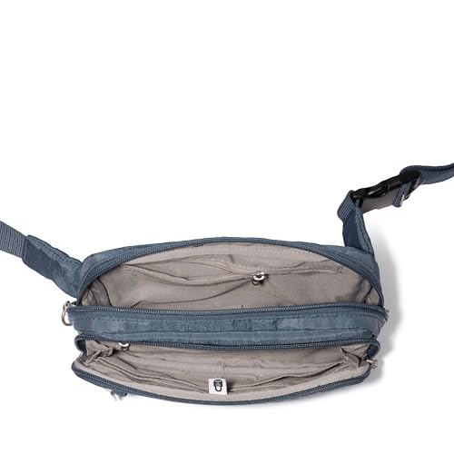 Baggallini Securtex Anti-theft Belt Bag 8.8"x5.5" Crossbody Fanny Pack for Women RFID Wallet Locking Zipper Travel Purse