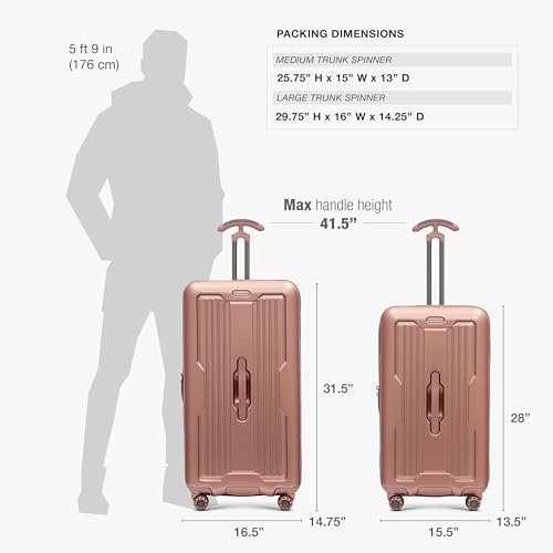Traveler's Choice Ultimax II Polycarbonate Hardside Luggage with Spinner Wheels, Rose Pink, 28-Inch Medium Trunk
