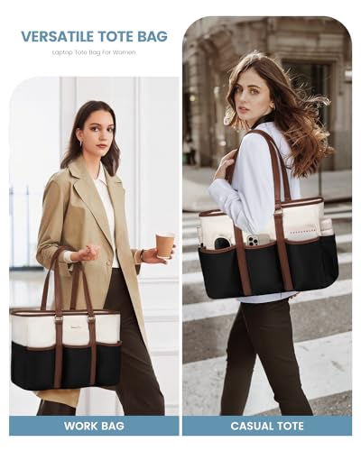 LOVEVOOK Teacher Tote Bag for Women Work, Nurse Laptop Bag for Women, Utility Everything Tote For Work/Travel/College/Daily, Professional Computer Purse Large Handbag With Multi Pockets