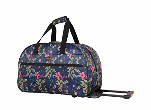 LUCAS Designer Carry On Luggage Collection - Lightweight Pattern 22 Inch Duffel Bag- Weekender Overnight Business Travel Suitcase with 2- Rolling Wheels (Peach)