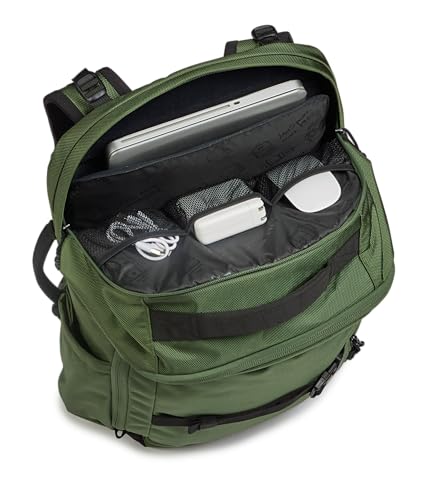 JanSport Venture Pack – Travel Pack With Large Main Compartment with Compression Straps, Dual Water Bottle Pockets, Padded Hip Belt & Luggage Trolley Pass-Through, Cargo Green