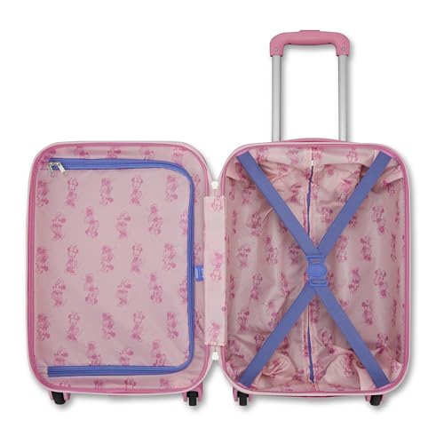American Tourister Minnie Mouse Carry-On Luggage - Airline Approved, Durable Hardshell with Vibrant Minnie Mouse Design - Roll Confidentially with Spinner Wheels & Colorful Adjustable Handle
