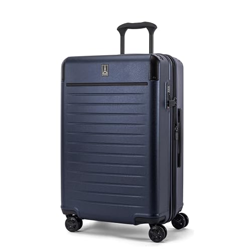 Travelpro Platinum Elite Hardside Expandable Spinner Wheel Luggage TSA Lock Hard Shell Polycarbonate Suitcase, Aviator Navy, Checked-Medium 25-Inch