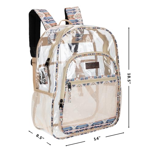 Wrangler Clear Backpack for Girls- Water Resistant Clear Bookbag, Plastic See Through Backpack for Stadium Events and School