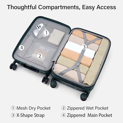 Hanke Expandable 26 Inch Luggage with Spinner Wheels, Hardside Large Suitcase, All-PC Hard Shell Travel Luggage, TSA Lock, Lightweight Durable Checked-Medium (Blackish Green, 93L)