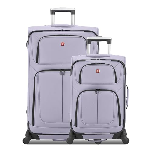 SWISSGEAR Sion Softside Expandable Spinner Luggage Durable Lightweight Travel Suitcase, Evening Haze, 2-Piece Set (Carry-On/Large)
