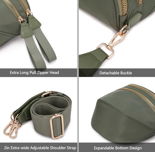 Crossbody Bum Bags for Women Pure Colour Spacious Trendy Sling Bag Nylon Fanny Pack Shoulder Bag for Travel