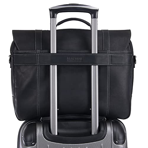 Kenneth Cole REACTION Show Business 16" Colombian Leather Business Laptop Portfolio Messenger Bag, Black