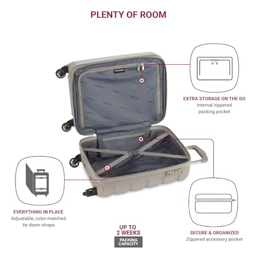 SwissGear 7366 Signature Hardside Expandable Luggage with Spinner Wheels, TSA Lock, Cup-Holder, Sand, 2-Piece Set (19/27)
