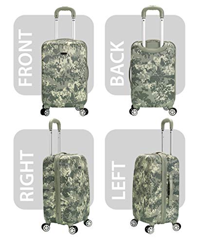 Rockland Safari Hardside Spinner Wheel Luggage, Carry-on 20", Acu Camo