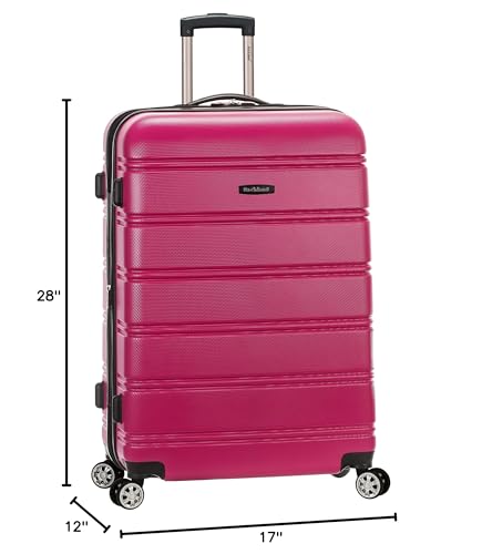 Rockland Melbourne Hardside Expandable Spinner Wheel Luggage, Magenta, Checked Large 28"