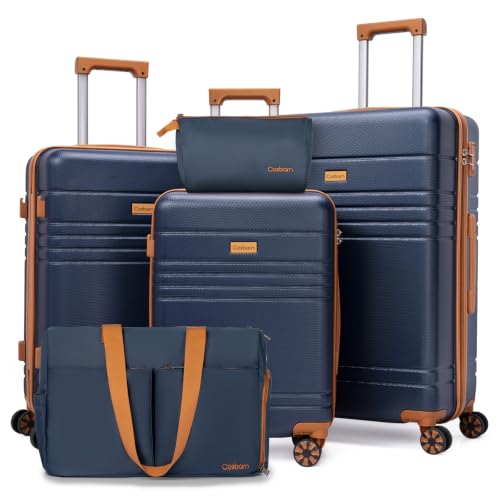 Luggage Sets 5 Piece Suitcases with Wheels, ABS Hardside Suitcase Sets with TSA Lock, Carry On Luggage, Checked Luggage & Large Suitcase, Lightweight Durable Travel Suitcase for Men Women, 20"/24"/28"