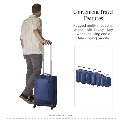 Eagle Creek Expanse 4-Wheel 21.5" International Carry-On Luggage - Four-Wheel Carry-On Luggage for Easy Travel - Lockable Zippers - Expandable Main Compartment - Telescoping Handles - Pilot Blue