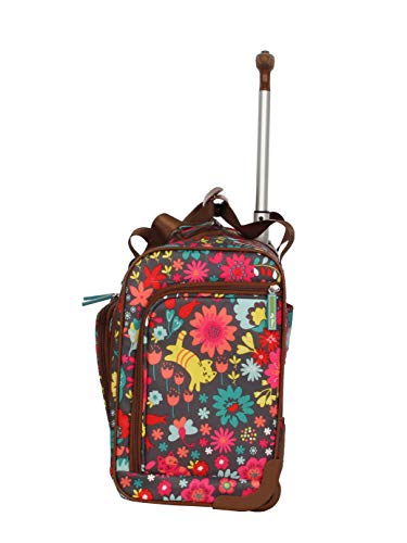 Lily Bloom Designer 15 Inch Carry On - Weekender Overnight Business Travel Luggage - Lightweight 2- Rolling Wheels Suitcase - Under Seat Rolling Bag for Women (Playful Garden Gray)