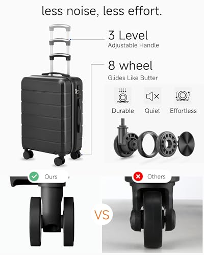 YOETEY Luggage Sets 3 Piece, Expandable Hardshell Suitcase with TSA Lock & Silent Spinner Wheels, Lightweight Hardside Travel Suitcase Set for International Trips (20/24/28 in, Blue)